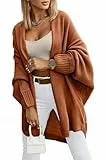 Saodimallsu Strickjacke Damen Langarm Oversize Cardigan Open Front Sweater Leichte Lange Strickmantel Casual Elegant Einfarbig Pullover Braun S