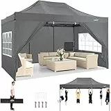 COBIZI Faltpavillon Pavillon 3x4.5 Wasserdicht Stabil, Outdoor Faltbar Garten Pavillon UV Schutz 50+, Partyzelt mit 4 Seitenteilen, Grau