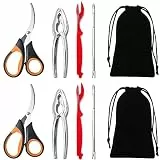 Artcome 10 Piece Seafood Tools Set - 2 Crab Crackers, 2 Lobster Shellers, 2 Crab Forks, 2 Seafood Scissors and 2 Storage Bag