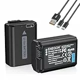 ENEGON NP-FW50 Direktlade-Ersatzbatterien 1500mAh (2er-Pack) mit 2-in-1-USB-C-Ladekabel für Sony ZV-E10,NEX 3/5/7&SLT-A Serie,Sony A7, A7SII, A7R, A7RII,A3000,A6000,A6500,A6300,A6400 A55,A5100,RX10II