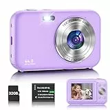 Digitalkamera, Fotokamera Kompaktkamera mit 32GB Karte, 1080P 44MP Kamera Fotokamera mit 16X Digitalzoom und 1 Batterien, 2.4” LCD Kamera für Kinder, Teenager, Anfänger (Lila)