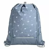 Coocazoo Turnbeutel „Bloomy Daisy”, hellgrau, mit Reißverschlussfach und Kordelzug, reflektierende Elemente, Schnalle zur Befestigung am Schulrucksack, 10 Liter, ab der 3. Klasse