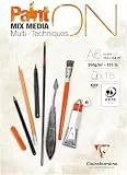 Clairefontaine 960060C - Zeichenblock Malblock PaintON Blanc, DIN A6, kopfseitig geleimt, 15 Blatt, 250g, geeignet für Mixed Media, weiß, 1 Stück