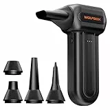WOLFBOX MF60 Elektrische Staubgebläse 110000 RPM, Druckluftspray Alternative, Kabelloser Air Duster mit Akku, 3-Gang Mini Gebläse, PC Reinigungsset für Tastatur, Computer und Auto, 5 Düsen