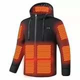 Battnot Testsieger Beheizbare Jacke Herren mit kapuze,Warme Pufferjacke Damen mit 15 Heizzonen, Heizmantel USB Elektrischer Beheizte jacke Winterjacke für Outdoor Wandern Jagd Motorrad Camping