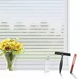 aboveBED Fensterfolie Blickdicht 44.5X200 cm, Sichtschutzfolie Fenster Milchglasfolie mit Streifen, Selbstklebende statische Folie für Fenster im Bad, Büro & Wohnzimmer