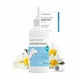 Hundepflege24 Ohrenreiniger Hund - Beruhigt Juckreiz, Kopfschütteln & Gerüche innerhalb weniger Tage - Hundeohr Reiniger - Natürliche Ohrentropfen für Hunde & Katzen mit Kamille & Aloe Vera 250ml