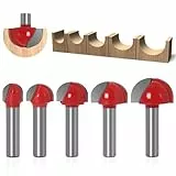 5-Stück 8mm Schaft Hartmetall Router Cutter Hohlraum Cutter Runde Nase Cove Core Box Cutter Kugelschneider Holzbearbeitung Cutter für 12mm/16mm/19mm/22mm/25.4mm