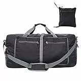 Faltbare Reisetasche von CestMall 70L verstaubare Sporttasche mit Kunststoffhaken und extra Schuhbeutel wasserdichte Wochenendtasche Übernachtungstasche leichte Reisetasche für Reisen Herren Damen