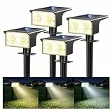 btfarm 4 Stück Solarlampen für Außen, 3000/4500/6000K Solarstrahler für Außen Garten 3 Farben IP65 Wasserdicht LED Solar Strahler Gartenleuchten, Solarleuchten für Outdoor Baum Rasen Weg Hof Garage