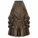 CR ROLECOS Mittelalter Rock Steampunk Damen Goth Skirt Stufenrock Damen Lang Hohe Taille Vintage Piraten Rock 3XL