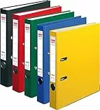 Herlitz Ordner maX.file protect (A4, 5 cm, mit Einsteckrückenschild) Grundfarben | Schwarz, Rot, Grün, Blau und Gelb