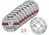 kwb Trennscheiben-Set, 115 mm, für Edelstahl und INOX, Dünn und Diamant, mit Aufbewahrungs-Dose und Ohrstöpsel