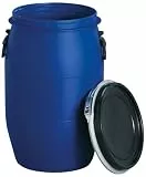 Graf Kunststoff-Weithalsfass Regentonne 60 Liter blau lebensmittelecht mit UN-Kennzeichnung - Futtertonne, Wassertank, Fass, Tonne Mit Deckel, Maischefass, Regenfass, Sauerkrautfass