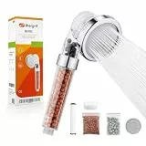 Ibergrif Duschkopf Wassersparend mit Filter - Hochdruck Handbrause mit 3 Strahlarten & Anti-Kalk Funktion, Duschbrause Druckerhöhend mit Wasserfilter für Hartes Wasser, Haut & Haare - Chrom, M22025