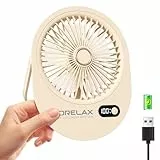 Morelax Tischventilator Mini USB Leise Ventilator, 180° Tragbarer Handventilator Wiederaufladbarer mit 6, LED Anzeige Ventilator Klein Wimpernventilator Für Büro/Reise (Weiß)