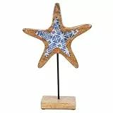 Logbuch-Verlag Seestern maritim Deko Figur Holz Dekoration blau mediterraner Stil Geschenk Urlaub Reise 24 x 14 cm Küste