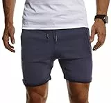 Leif Nelson Herren Jogging-Shorts LN8316 | Slim Fit Trainingshose kurz | Sweat-Sporthose für Fitness & Bodybuilding