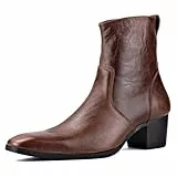 OSSTONE Chelsea Stiefel für Männer High Heels Herren Kleid Schuhe Reißverschluss Stiefel OS-JY002-Coffee-10