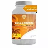 BETA CAROTIN - 240 TABLETTEN (8 monate) | Bräunungskapseln | Carotin Kapseln Hochdosiert Bräune, aus Karottenextrakt | Vitamin A Hochdosiert | 100% natürlich