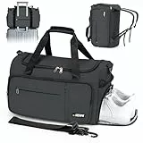 HENMI Sporttasche & Reisetasche für Herren und Damen, 43L Groß gymbag mit Schuhfach und Nassfach, Faltbare Gym Tasche für Sport und Travel, Sport Tasche, Trainingstasche, Gym Tasche (Grau)