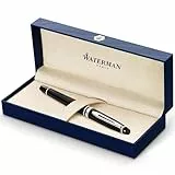 Waterman Expert Füller | Hochglänzend Schwarz mit Chromzierteile | Füllfederhalter mit mittlerer Feder | Geschenkbox