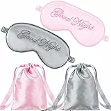 2 Stücke Schlafmaske Seide Augenmaske Leicht Einstellbare Maske für Schlafen Augenmaske Schlafmaske Frauen und Herren mit 2 Stücke Aufbewahrungsbeutel (Rose Clair, Gris)