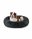 lionto Donutbett für Hunde und Katzen, Flauschiges Hundebett rund für kleine und große Heimtiere, Ø 100 cm, weiches Katzenbett aus kuscheligem Plüsch, Hundekissen mit extra Dicker Füllung, dunkelgrau