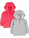 Simple Joys by Carter's Mädchen 2-Pack Full Zip Hoodies Kapuzenpullover, Rosa/Grau, 3-6 Monate (2er Pack)