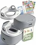 Töpfchen für Kinder 3-in-1 mit Toilettensitz & Tritthocker – Töpfchentraining Set für Kleinkinder – rutschfest & stabil bis 60 kg mitwachsend herausnehmbarer Innentopf – BPA frei (grau)