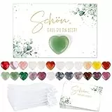 BOFUNX 24 Set Steine Gastgeschenke, Herz Steine + Schön dass du da bist Karte + Organzasäckchen, Hochzeit Taufe Danke Gastgeschenke Glücksbringer