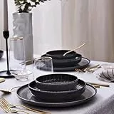 KUTAHYA PORSELEN Crest (Anthrazit, 18 Teile Set)– Modernes Tafelservice für 6 Personen, Porzellan Geschirr, Spülmaschinen- & Mikrowellengeeignet Reaktiven