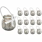 casavetro Teelichtgläser Set Kerzenhalter Glas (12 er Pack) Teelicht Kerzen Windlicht Hochzeit Party kleine Vase Tisch Deko-Licht inkl-Schleife