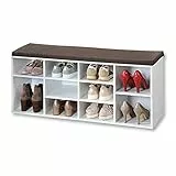 Kesper Schuhschrank mit Sitzkissen, Material: Faserplatte, Maße: B103,5 x H48 cm x L29,5 cm, Farbe: Weiß 15910 13