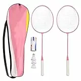 Keenso K1134 Badmintonschläger-Set Split Iron Alloy Badmintonschläger-Set mit Aufbewahrungseimer Aufbewahrungstasche Pink