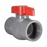 sourcing map PVC Kugelhahn Wasserversorgungsrohr Gewindeenden 2' Innendurchmesser Rot Grau