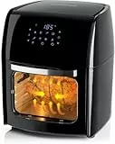 GOURMETmaxx Digitale Heißluftfritteuse 12L XXL-Ofen | Airfryer mit Timerfunktion, Touchdisplay, Drehspieß & Backgitter | fettarm, energiesparend frittieren | 8 Programme, 1800 W