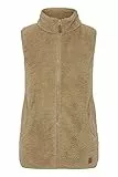OXMO OXTheri Damen Weste Fleece Outdoor Weste mit Stehkragen Eingrifftaschen Reißverschluss Regular fit, Größe:M, Farbe:Sand (171022)