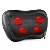 ALLJOY Massagekissen mit Wärmefunktion, Shiatsu Massagegerät für Nacken Schulter Rücken, Rückenmassagegerät mit 3D Rotierenden Massageköpfen, PU-Leder, Geschenk für Männer, Frauen