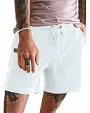 YAOBAOLE Herren Waffelstoff Freizeit Shorts – Atmungsaktive Sport Shorts mit Kordelzug, Bequeme Sommer Bermuda Weiß M