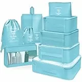 OBSGUMU Koffer Organizer Set, 9 Pcs Packing Cubes für Reisen, Packtaschen für Koffer Reise Kleidertaschen, Verpackungswürfel Mit Kosmetiktasche, Packwürfel for Reiseutensilien(Blau)
