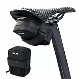 Fyfjur Mini Satteltaschen für Fahrrad, Kompakte Tragbare Fahrradtasche Sattel wasserdicht mit Netztasche, Reflektierende Satteltasche Rennrad für Rennräder Mountainbikes Citybikes (11x8x4cm)