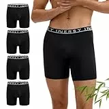 INNERSY Bambus Unterhosen Männer Schwarz Boxershorts Herren ohne Eingriff Unterwäsche 4er Pack (XXL, 4 Sports Schwarz)