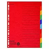 Falken 20er Pack Karton-Register überbreit für DIN A4+ 24,5 x 30 cm volle Höhe mit Organisationsdruck 10-teilig vollfarbig 2 x 5 Farben zur Ablage von Prospekthüllen