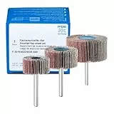 PFERD Fächerschleifer-Set F, 3-tlg. / Korund Ø30x15mm Ø40x20mm Ø60x30mm Schaft-ø 6mm A80 / 44498032 – für Feinschliff & Finish mit dem Geradschleifer oder Biegwellenantrieb