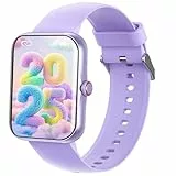 PTHTECHUS Smartwatch Kinder, Telefonuhr Sport Fitness für Kinder, 1,83 Zoll HD-Touchscreen, Benachrichtigungen Nachrichten, Fitness-Tracker für Jungen, Mädchen und Teenager (Violett)