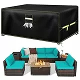 VDISRR Gartenmöbel Abdeckung, 242x162x100cm, Winterfest und Wasserdicht Schutzhülle für Gartenmöbel mit Lüftungsfenster, Robust 600D Oxford Abdeckplane, Perfekte Schutz für Garten- und Balkonmöbel