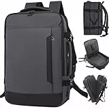 Clufar Laptop Rucksack 20L-30L Reiserucksack erweiterbarer Herren Damen mit Laptopfach USB Ladeanschluss für 17.3 Zoll Handgepäck Flugzeug Carry on Kabinenrucksack für Reise Weekender Business,Grey