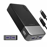 JUOVI Power Bank, 20000mAh 45W Tragbares Ladegerät, PD3.0 QC4.0 Schnelles Laden 4-Port mit LED Anzeige, Akkupack Ladegerät tragbar für MacBook, iPhone 15 14 13 Pro Samsung S23 S22 (Schwarz)