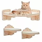 Pfotenolymp Kuschelige Katzenhöhle zur Wandmontage - Braun, Holz, Ruhe- und Kratzplatz für Katzen, Montage an der Wand für Spiel und Erholung Hygienisch & Pflegeleicht Umweltfreundlich - 32 x 9 cm